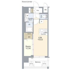 A4 1LDKの間取り図