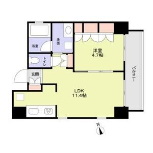 B 1LDKの間取り図