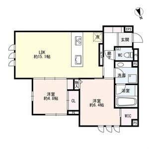 A1 2LDKの間取り図