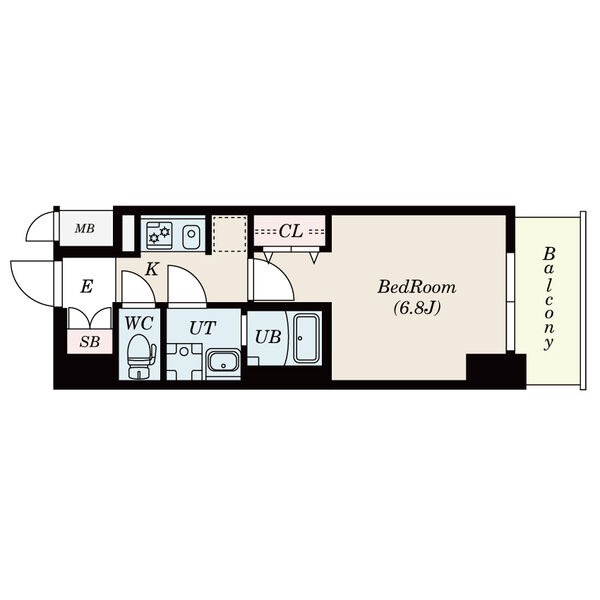 B' 1Kの間取り図