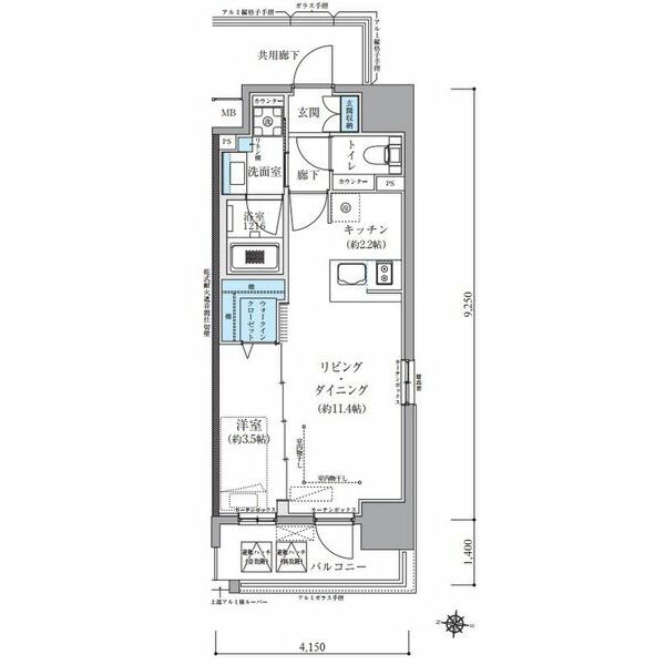 A 1LDKの間取り図