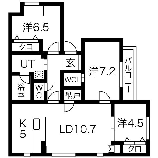 D 3LDKの間取り図