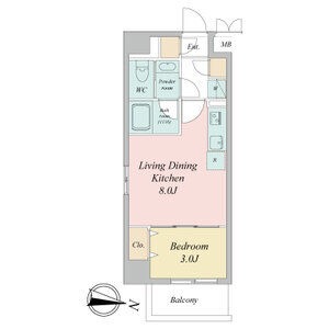 901 1LDKの間取り図