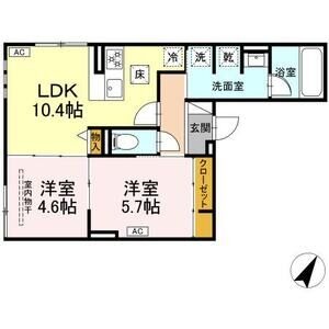 A1 2LDKの間取り図