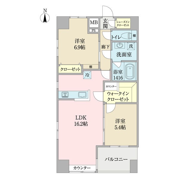 D 2LDKの間取り図