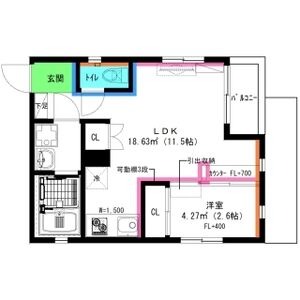 A 1LDKの間取り図