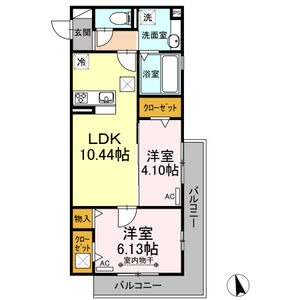 107 2LDKの間取り図