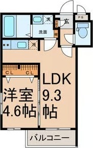 A 1LDKの間取り図