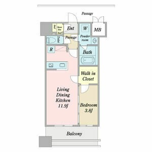 B1 1LDKの間取り図
