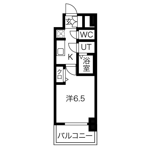 B1 1Kの間取り図