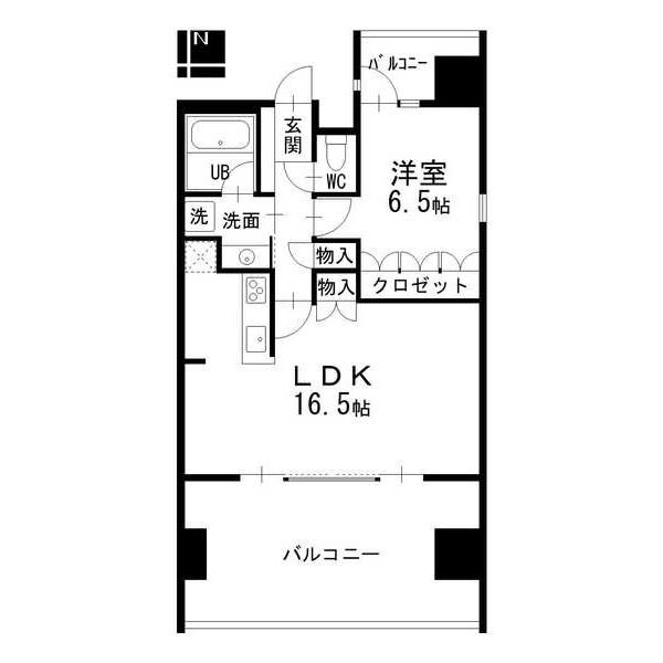 D 1LDKの間取り図