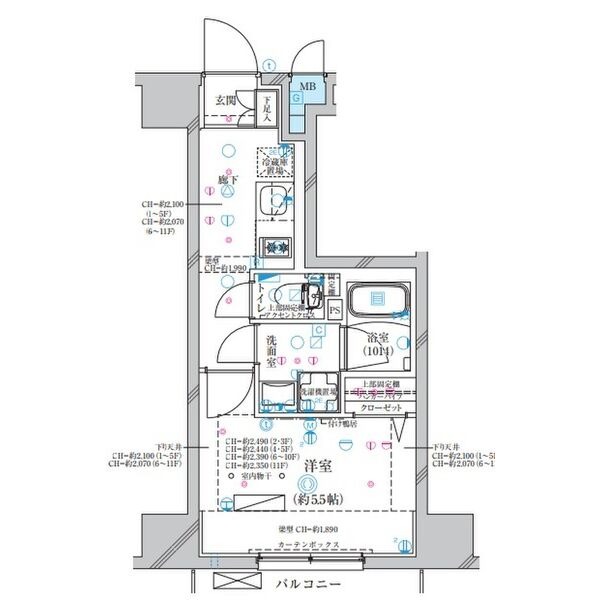 B 1Kの間取り図