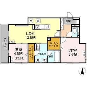 B1 2LDKの間取り図