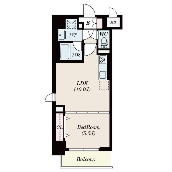 B 1LDKの間取り図