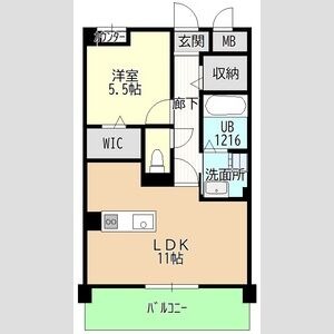 502 1LDKの間取り図