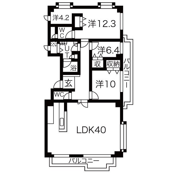 C 3LDKの間取り図