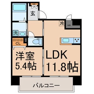 C 1LDKの間取り図