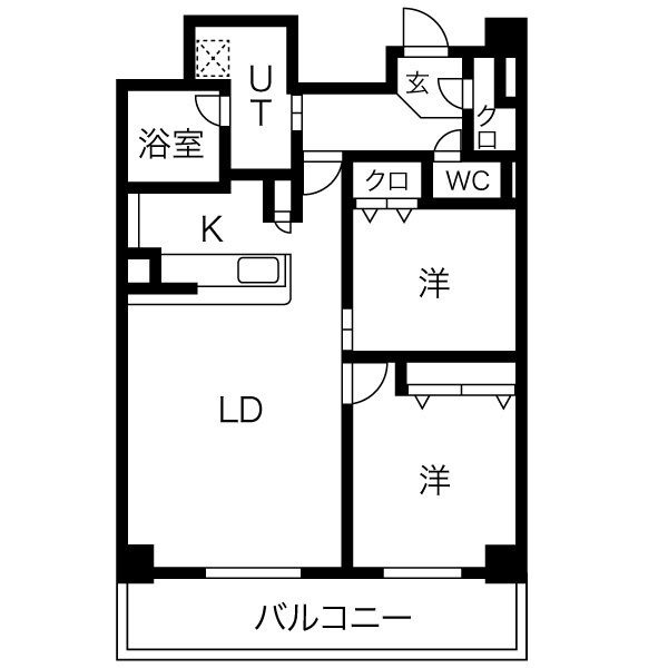 F 2LDKの間取り図