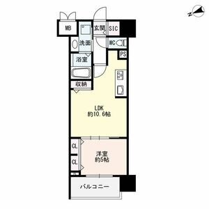 1LDKの間取り図