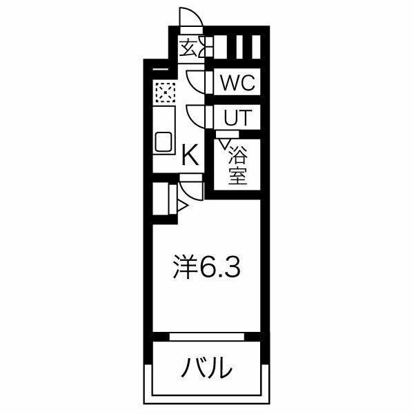 B' 1Kの間取り図