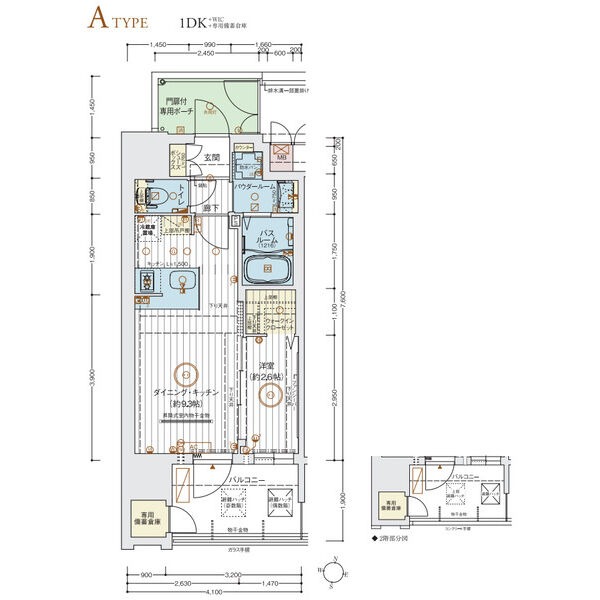 A 1DKの間取り図