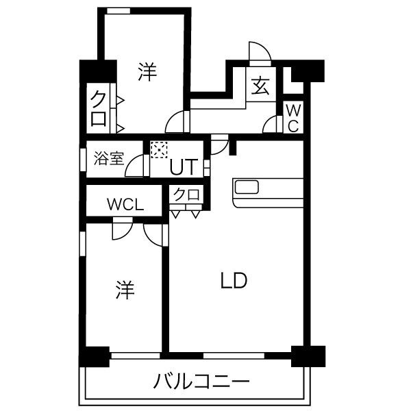 H 2LDKの間取り図