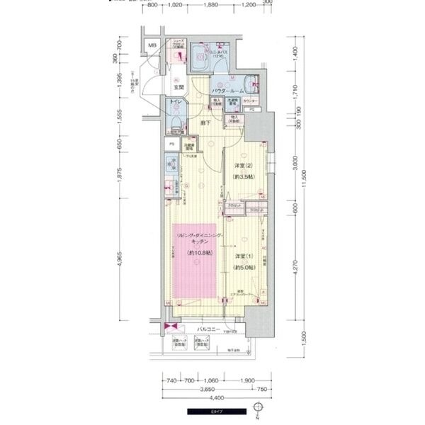 205 2LDKの間取り図
