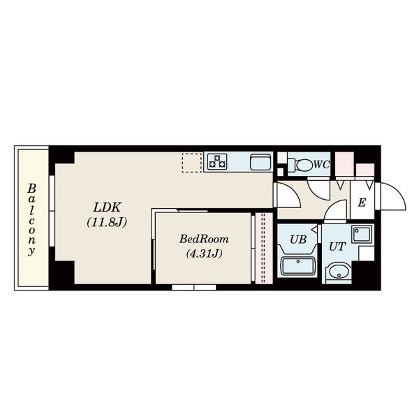 801 1LDKの間取り図