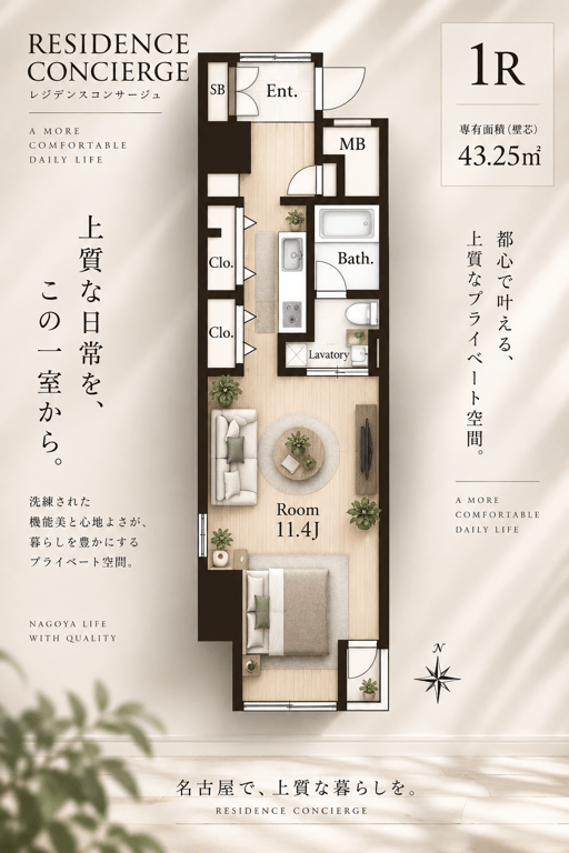 E 1Rの間取り図