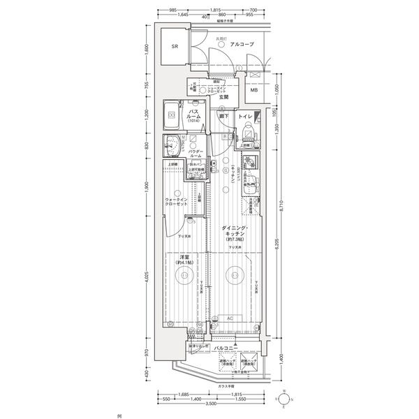 A 1DKの間取り図