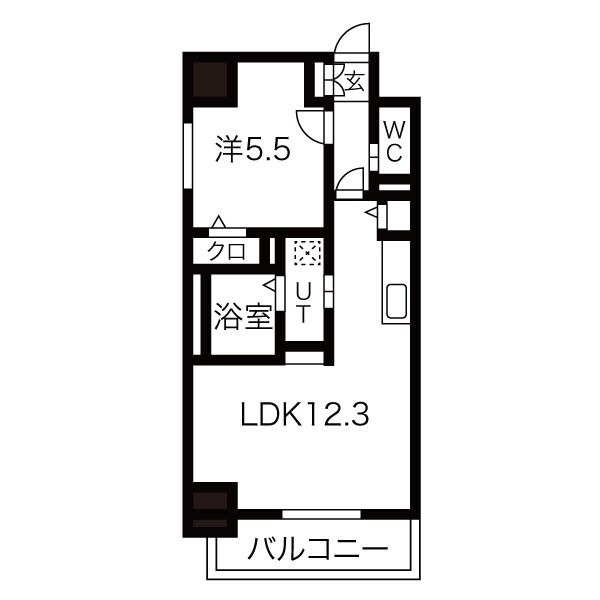 801 1LDKの間取り図