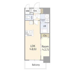 A' 1LDKの間取り図