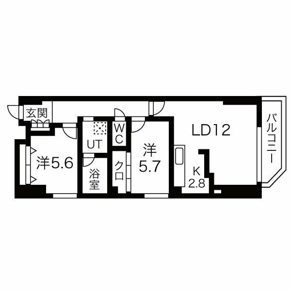 E 2LDKの間取り図