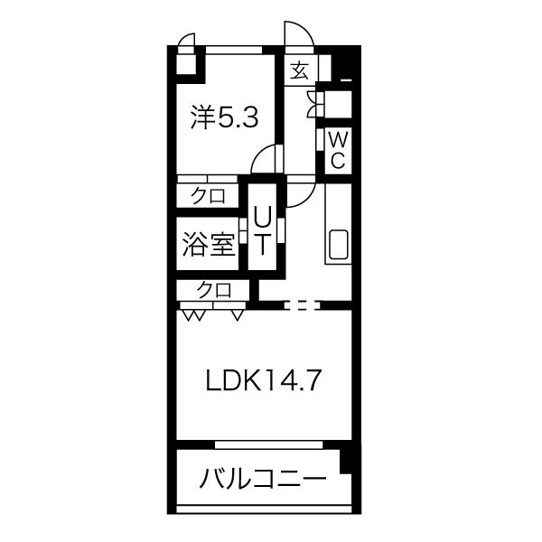 C 1LDKの間取り図