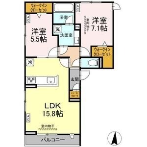 B2 2LDKの間取り図