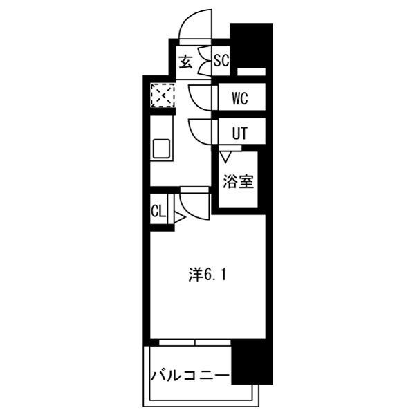 A2 1Kの間取り図