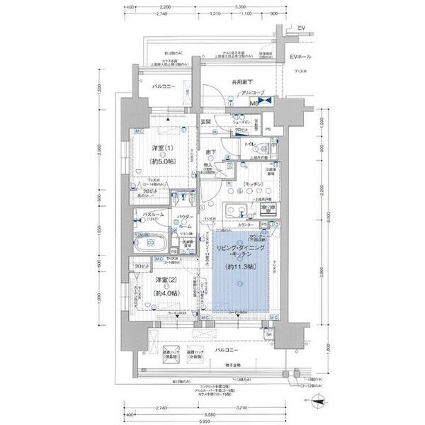901 2LDKの間取り図