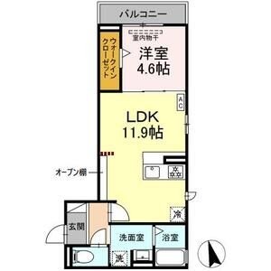 B2 1LDKの間取り図