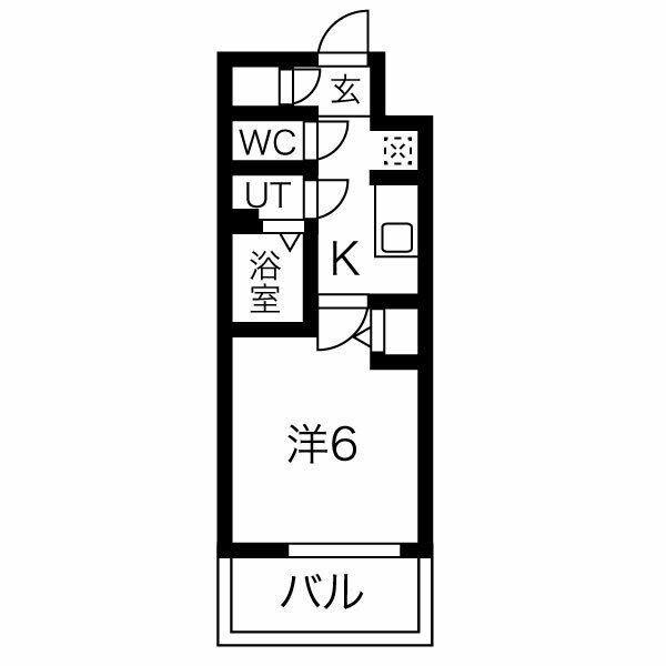 D 1Kの間取り図