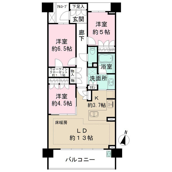 H 3LDKの間取り図