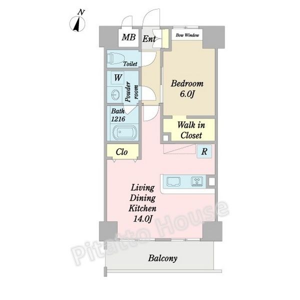 C 1LDKの間取り図