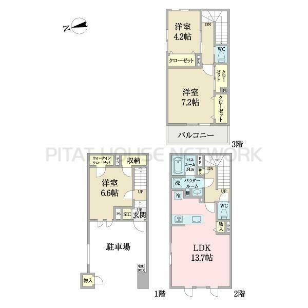 C 3LDKの間取り図