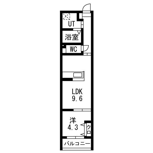 A 1LDKの間取り図