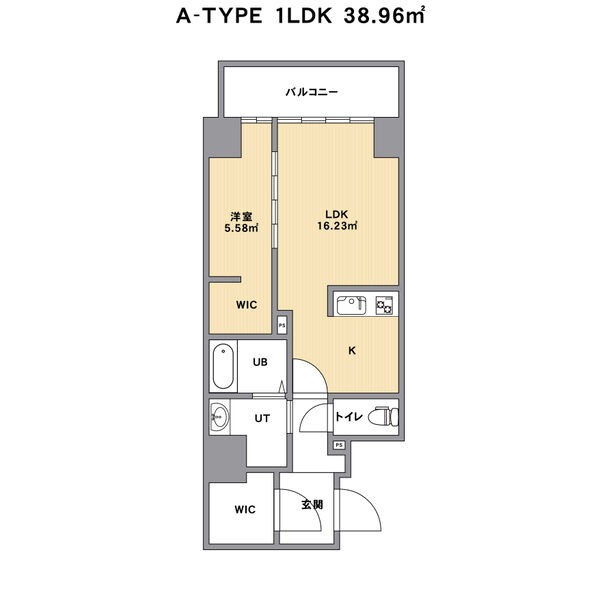 A 1LDKの間取り図