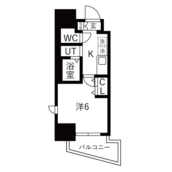 A 1Kの間取り図