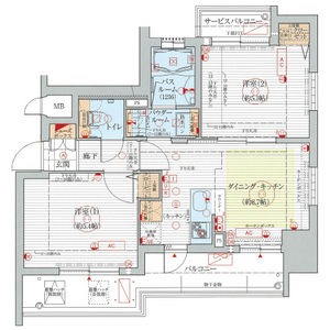 J 2DKの間取り図