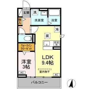 A1 1LDKの間取り図