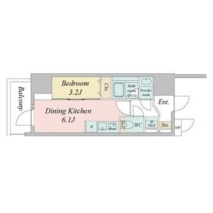A 1DKの間取り図