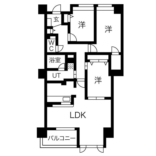 E 3LDKの間取り図