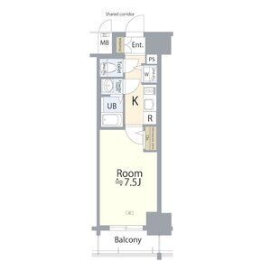 B1 1Kの間取り図